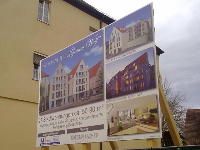 Bautafel in für Wohnungsbau Ansbach